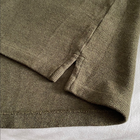 POLO Ralph Lauren 100% cotton Khaki Quarter-Zip Sweater suede elbows button neck - Picture 14 of 16
